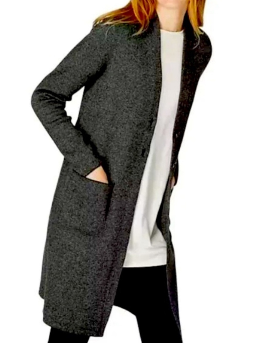 J. Jill Open-Front Dark Gray Pocket Cardigan Sweater XS